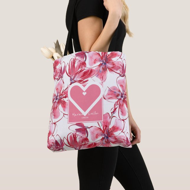 Tote Bag Personnalisez avec votre nom et votre ville Fleurs (De près)