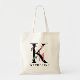 Tote Bag Personnalité de l'alphabet floral K monogram