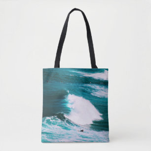 Tote Bag Personne en surf avec vagues de l'océan
