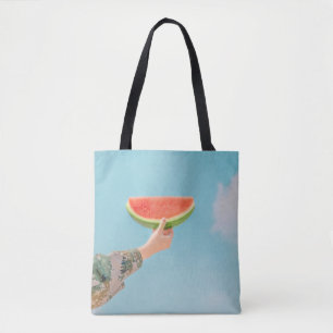 Tote Bag Personne tenant de la pastèque tranchée