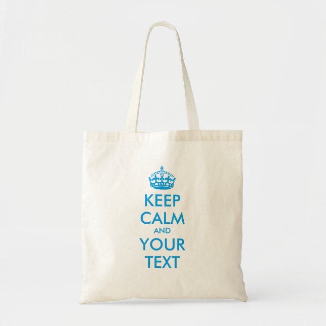 Tote Bag personnel KEEP CALM and YOUR TEXT - blue (Devant)