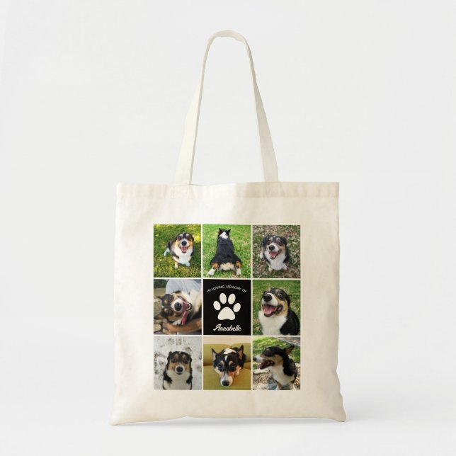 Tote Bag Pet Memorial Custom Chien Photo Collage Empreinte  (Devant)