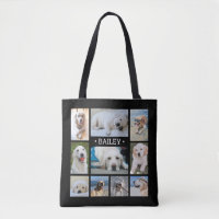 Pet Photo Collage Nom Black Modern Design Chien él