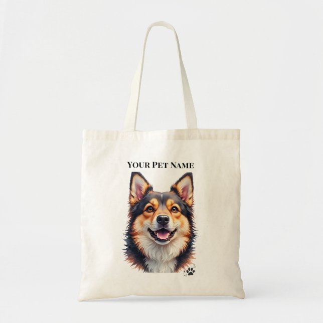 Tote Bag Pet’s Simple Modern Name & Photo Custom Design (Devant)