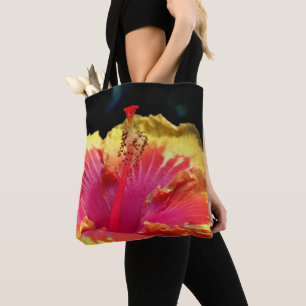 Tote Bag Pétales Colorés d'Hibiscus Fleur de près