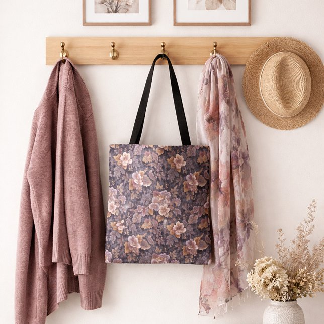 Tote Bag Pétales de fleur violet héritage vintage (Créateur téléchargé)