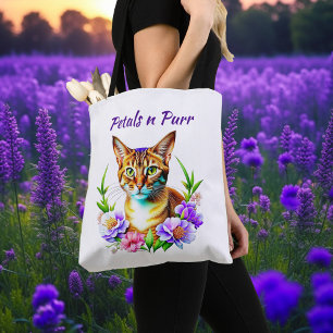 Tote Bag Pétales et Purr Cute Chat et jolies Fleurs