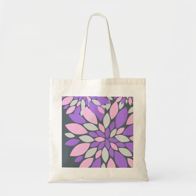 Tote Bag Pétales Magiques Fleurs violettes (Devant)