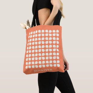 Tote Bag Pétales modernes du milieu du siècle en orange Per