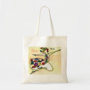 Tote Bag Peter Max style coloré aquarelle fleurs fille