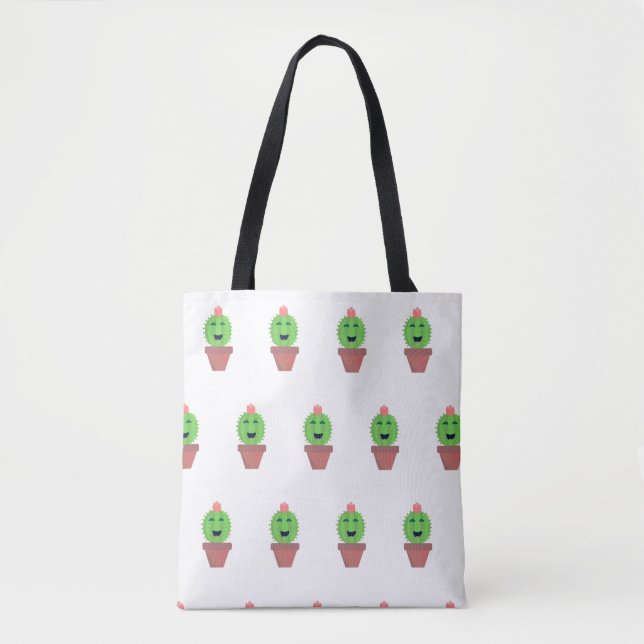 Tote Bag Petit Cactus Mignon Motif De Succulente De Dessin  (Devant)