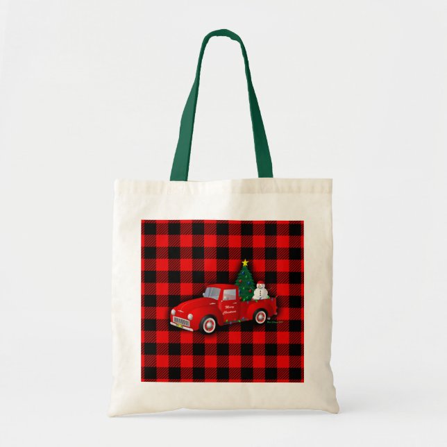 Tote Bag Petit camion de Noël rouge (Devant)