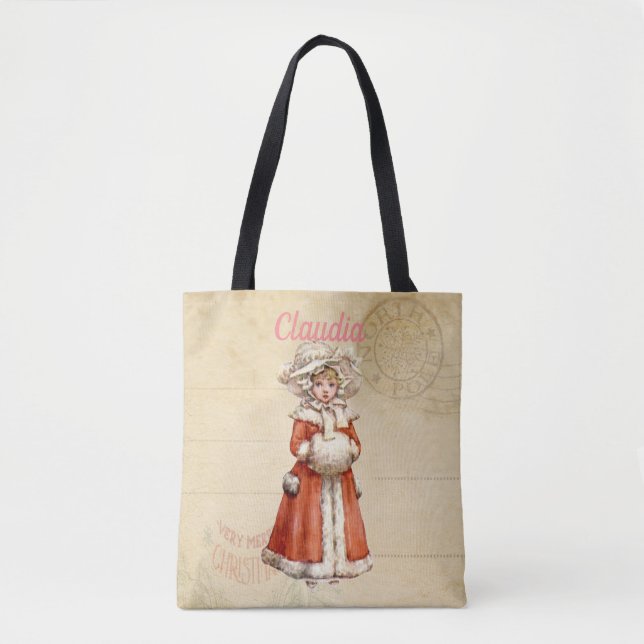 Tote Bag Petit Caroleur victorien Noël personnalisé (Devant)
