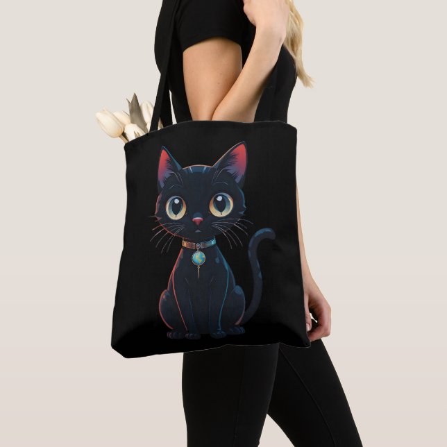 Tote Bag Petit Chat Noir Effrayant (De près)