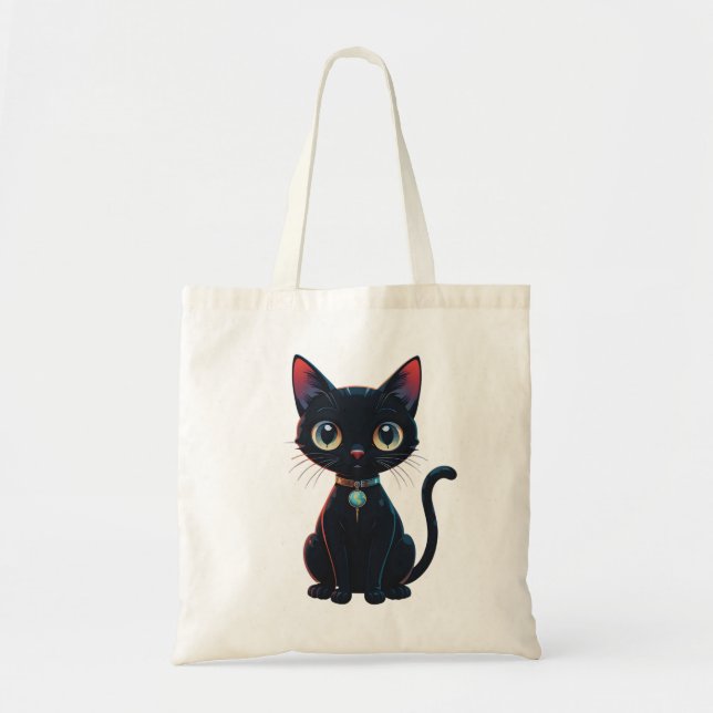 Tote Bag Petit Chat Noir Effrayant (Devant)