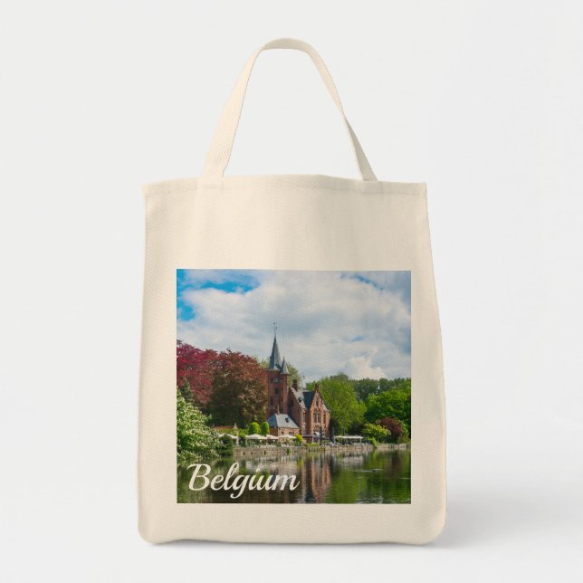 Tote Bag Petit château près du lac à Bruges, Belgique (Devant)