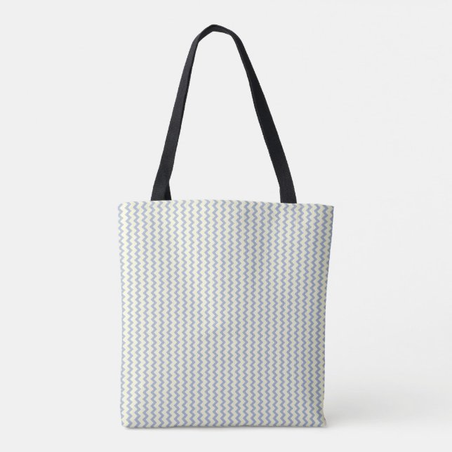 Tote Bag Petit chevron motif bleu clair crème (Dos)