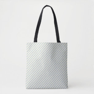 Tote Bag Petit chevron motif bleu clair crème