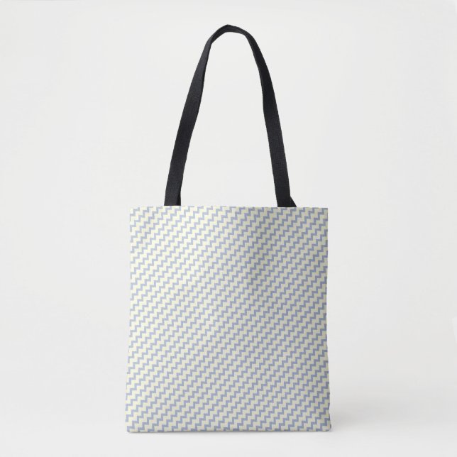 Tote Bag Petit chevron motif bleu clair crème (Devant)