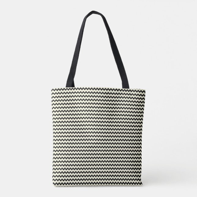 Tote Bag Petit chevron motif noir et crème (Dos)