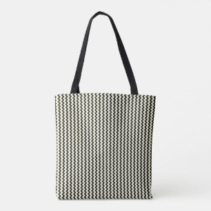 Tote Bag Petit chevron motif noir et crème