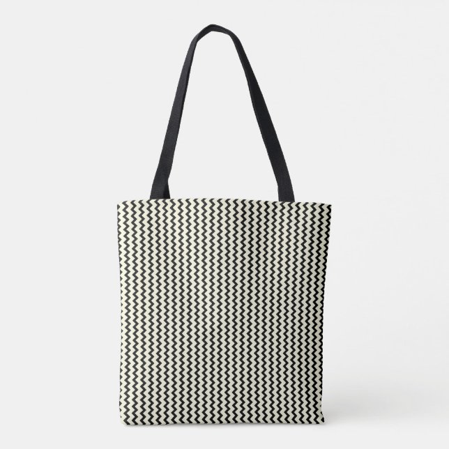 Tote Bag Petit chevron motif noir et crème (Dos)