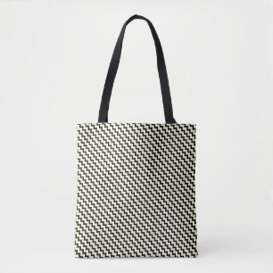 Tote Bag Petit chevron motif noir et crème