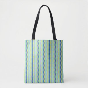 Tote Bag Petit chevron motif vert et bleu