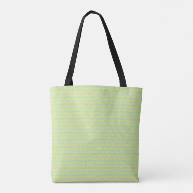 Tote Bag Petit chevron motif vert et bleu (Dos)