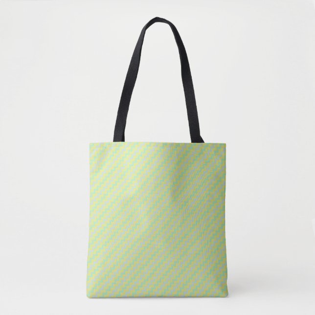 Tote Bag Petit chevron motif vert et bleu (Devant)