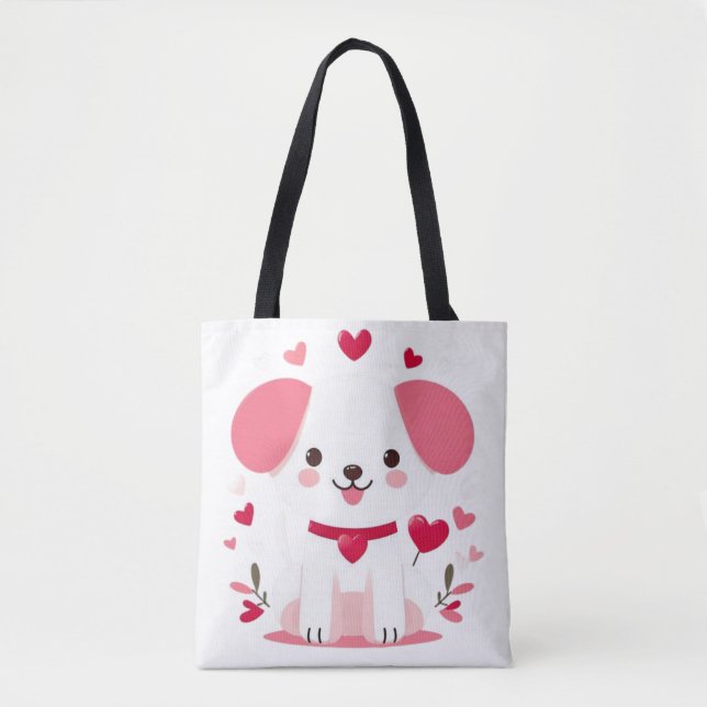 Tote Bag Petit chiot de la Saint-Valentin (Devant)