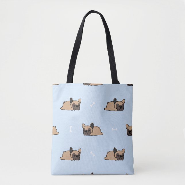 Tote Bag Petit chiot français bulldog dormant sans soudure  (Devant)