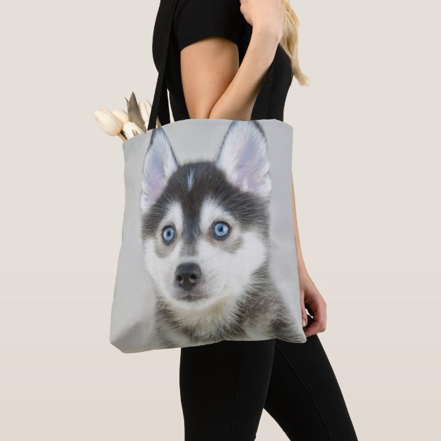 Tote Bag Petit chiot mignon de Pomsky (De près)