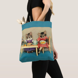 Tote Bag petit déjeuner tabby kittens
