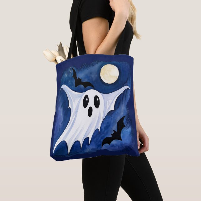 Tote Bag Petit Fantôme Effrayant - Halloween 7 - Amusement  (De près)