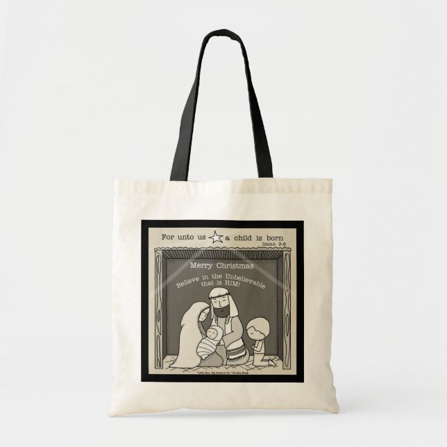 Tote Bag Petit garçon à la crèche-Joyeux Noël (Devant)