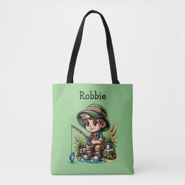 Tote Bag Petit Garçon Pêche personnalisée (Devant)