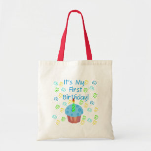 Tote Bag Petit gâteau bleu avec de bougie l'anniversaire