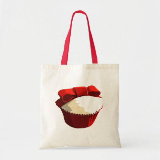 Tote Bag Petit gâteau rouge de velours avec l'arc