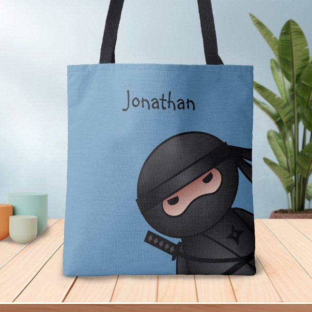 Tote Bag Petit guerrier de Ninja en bleu (Créateur téléchargé)