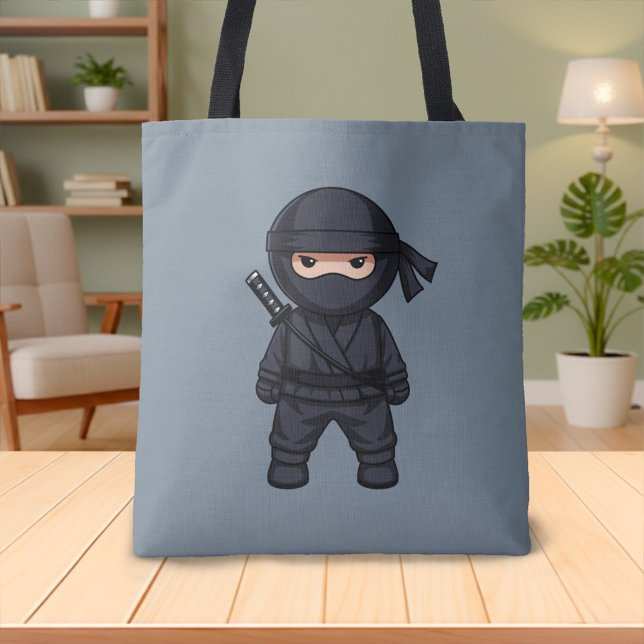Tote Bag Petit guerrier ninja sur gris (Créateur téléchargé)