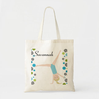 Tote Bag Petit gymnaste blond personnalisé en Aqua