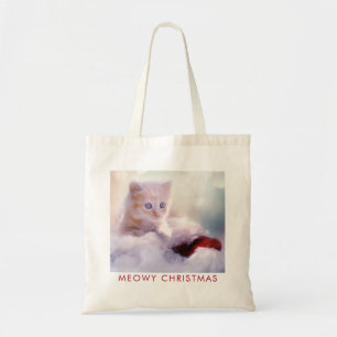 Tote Bag Petit Kitten reposant sur un chapeau de Noël Meowy