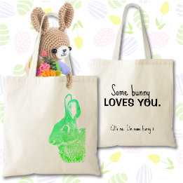 Tote Bag Petit lapin de Pâques vert simple