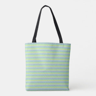 Tote Bag Petit motif chevron aux couleurs bleu vert