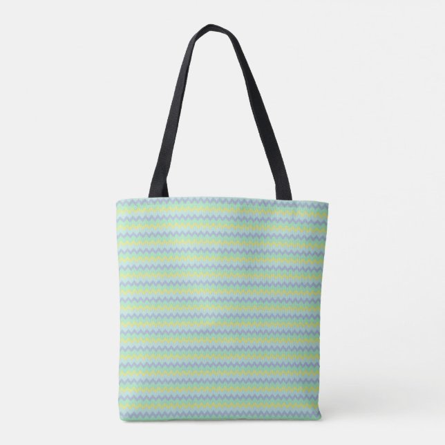 Tote Bag Petit motif chevron aux couleurs bleu vert (Dos)
