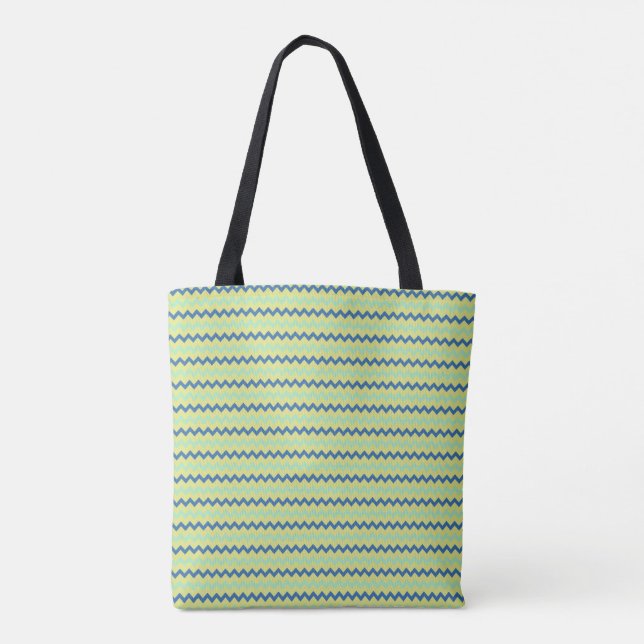 Tote Bag Petit motif chevron aux couleurs bleu vert (Dos)