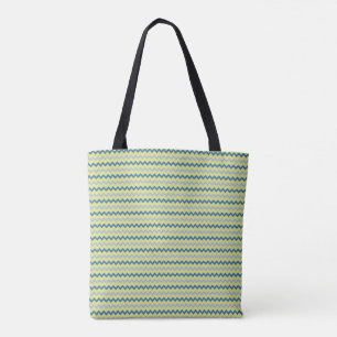 Tote Bag Petit motif chevron dans les couleurs bleu vert