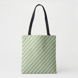 Tote Bag Petit motif chevron dans les couleurs bleu vert