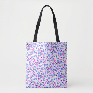 Tote Bag Petit motif floral blanc bleu rose mignon